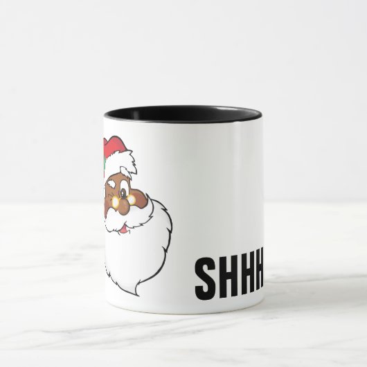 クリスマスの秘密を保っている黒いサンタのまばたき マグカップ (中央)