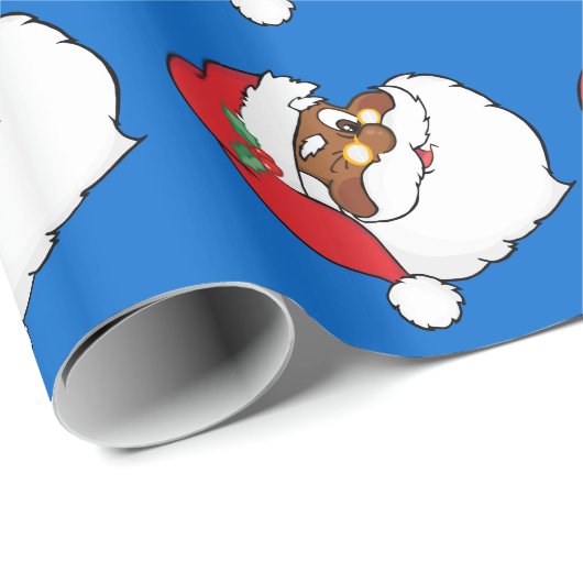 クリスマスの秘密を保っている黒いサンタのまばたき ラッピングペーパー (ロールコーナー)