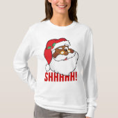 クリスマスの秘密を保っている黒いサンタのまばたき Tシャツ (正面)