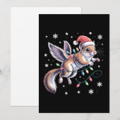 クリスマスの空飛ぶリス サンタ帽子 ライト クリスマス 招待状 (正面/裏面)