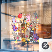 クリスマスの窓が飾る鈴のおもちゃ ウィンドウサイン (カフェ窓)