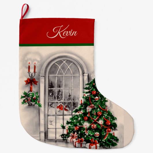クリスマスの窓の照明 ラージクリスマスストッキング (正面)