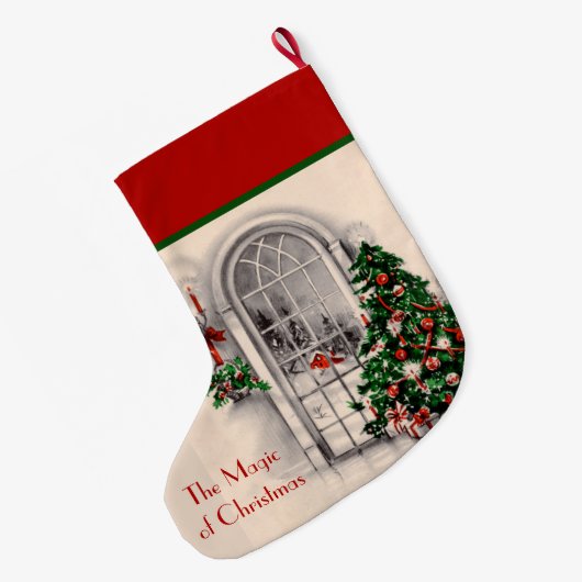 クリスマスの窓の照明 ラージクリスマスストッキング (裏面 (吊り時))