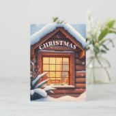 クリスマスの窓の雪の降るホリデーカード(居心地の良い) シーズンカード (スタンド正面)