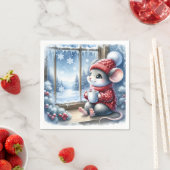 クリスマスの窓辺のねずみ スタンダードカクテルナプキン (インサイチュ)