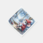 クリスマスの窓辺のねずみ スタンダードカクテルナプキン (角)