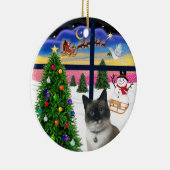 クリスマスの窓辺 - スノーシューキャット セラミックオーナメント (右)