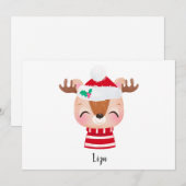クリスマスの笑顔のトナカイの顔 シーズンカード (正面/裏面)
