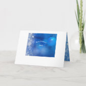 クリスマスの笑顔雪だるまブルーとホワイト シーズンカード (裏面)