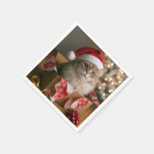 クリスマスの箱入り猫 スタンダードカクテルナプキン (角)