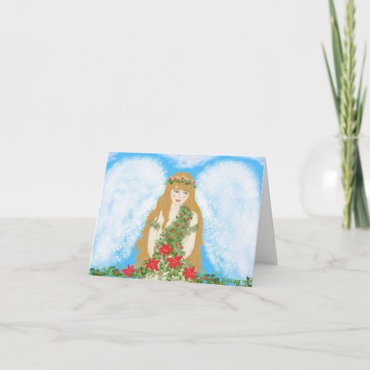 クリスマスの精神で包まれたな美しい天使。 シーズンカード (正面)