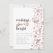 クリスマスの精神を明るくする ドゥードル クリスマスパーティー 招待状 (正面)