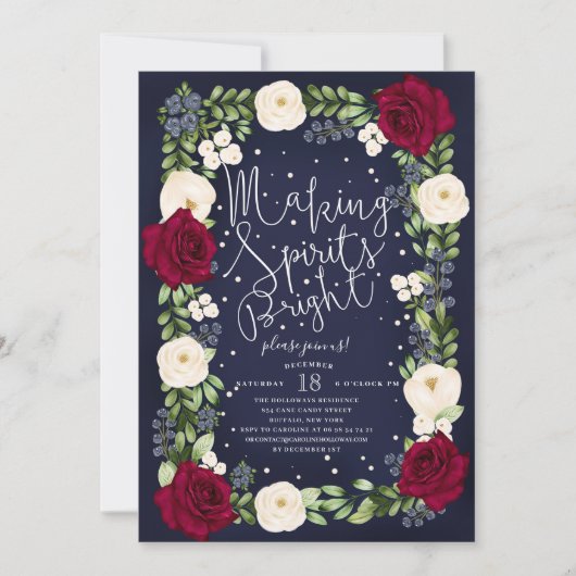クリスマスの精神を明るくする ホリデーパーティーのご案内 招待状 (正面)