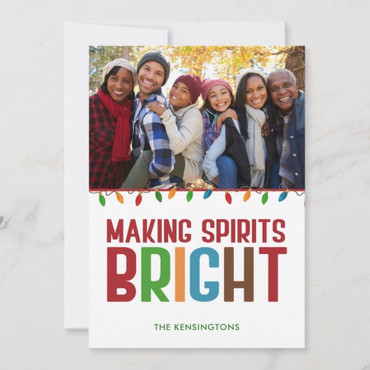 クリスマスの精神を明るくする ホリデー フォト シーズンカード (正面)