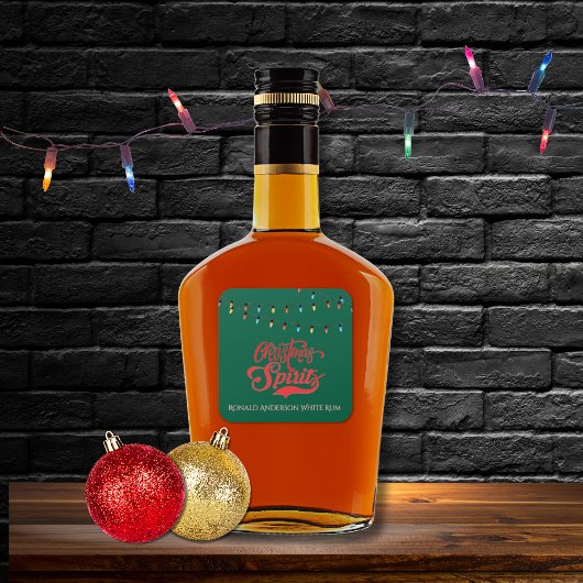 クリスマスの精神 オーダーメイド 名前 ホリデーライト 緑 スクエアシール