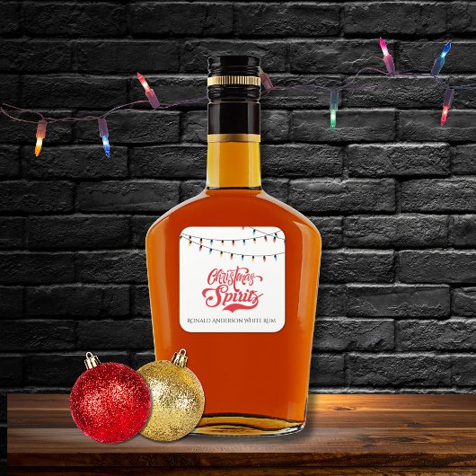 クリスマスの精神 カスタムネーム ホリデーライト付き スクエアシール