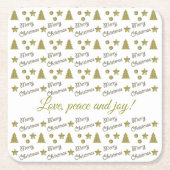 クリスマスの精神 – ゴールデンスター、クリスマスツリー スクエアペーパーコースター (正面)