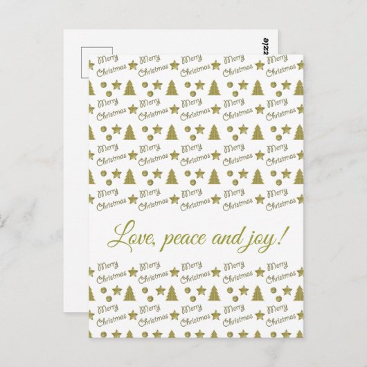 クリスマスの精神 – ゴールデンスター、クリスマスツリー ポストカード (正面/裏面)