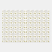 クリスマスの精神 – ゴールデンスター、クリスマスツリー ラッピングペーパーシート (正面3)