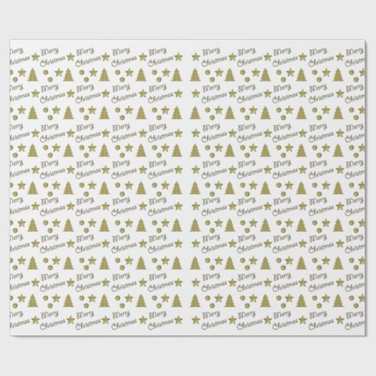 クリスマスの精神 – ゴールデンスター、クリスマスツリー ラッピングペーパー (フラット)