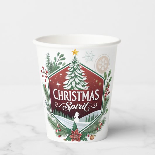 クリスマスの精神 - 喜びの華やかなエンブレム 紙コップ (正面)