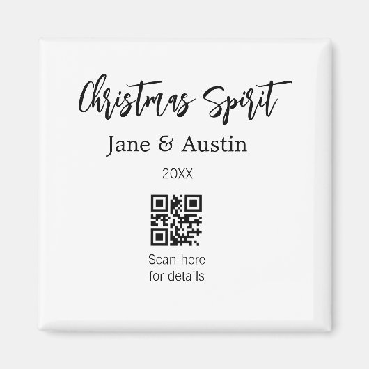 クリスマスの精神 結婚式 カップル 名前 QR スキャン 日付 マグネット (正面)