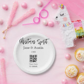 クリスマスの精神 結婚式 二人の名前 QRコード 記念日 ペーパープレート (パーティー)