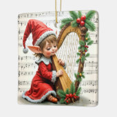 クリスマスの精霊ハープ演奏 セラミックオーナメント (左)