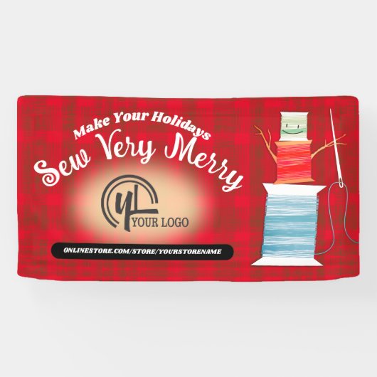 クリスマスの糸で雪だるまを作る縫い物やキルトなどの手芸 横断幕 (横)