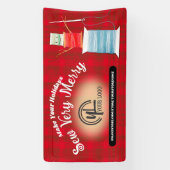 クリスマスの糸で雪だるまを作る縫い物やキルトなどの手芸 横断幕 (縦)