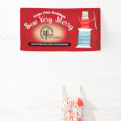 クリスマスの糸で雪だるまを作る縫い物やキルトなどの手芸 横断幕 (インサイチュ)