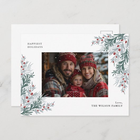 クリスマスの紅葉の写真 シーズンポストカード (正面/裏面)