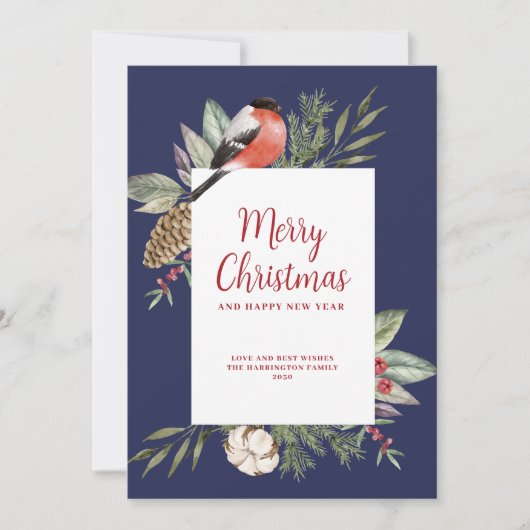 クリスマスの紅葉の青い写真 シーズンカード (正面)