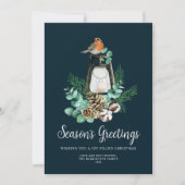 クリスマスの紅葉シーズンのグリーティングブルーの写真 シーズンカード (正面)