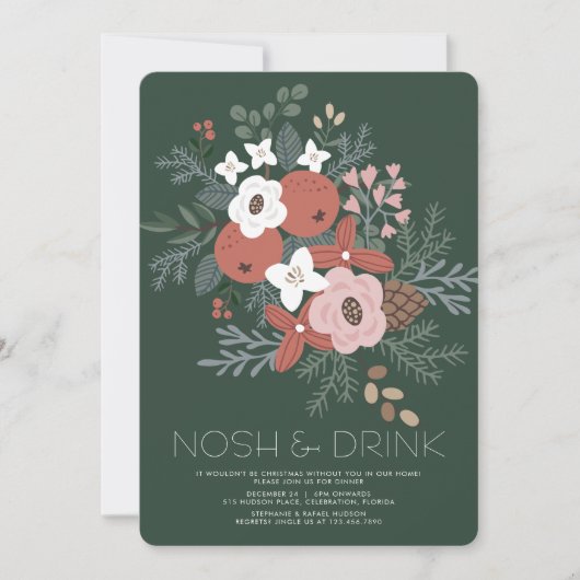 クリスマスの紅葉ディナーを飲む シーズンカード (正面)