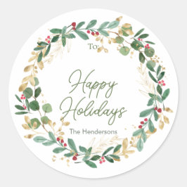 クリスマスの紅葉レッドベリーラベル ラウンドシール