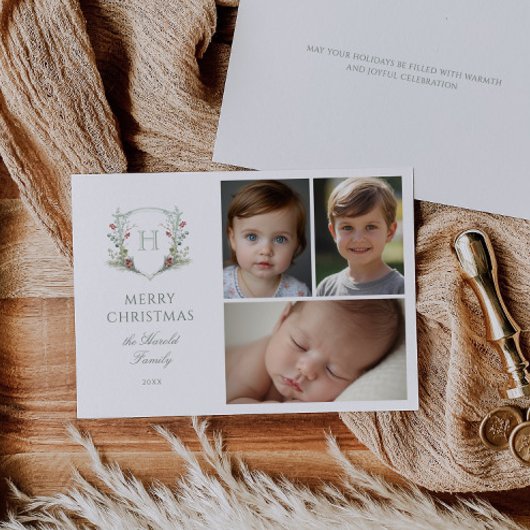 クリスマスの紋章 3枚の写真 シーズンカード