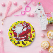 クリスマスの紙皿、サンタ、エルフ ペーパープレート (パーティー)