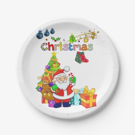 クリスマスの紙皿、サンタ ペーパープレート (正面)