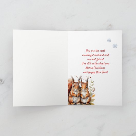 クリスマスの素敵な夫の友人かわいいリス シーズンカード (内部)