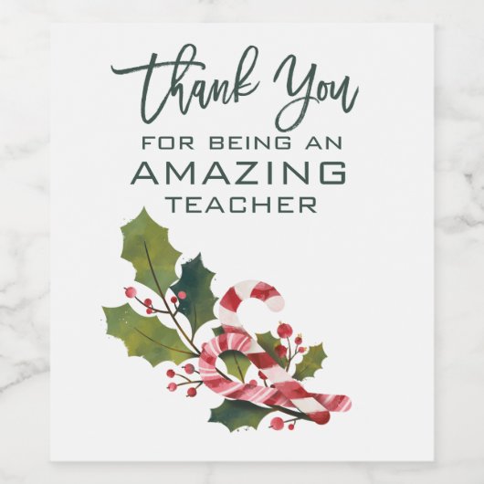 クリスマスの素晴らしい先生に感謝 ワインラベル (シングルラベル)