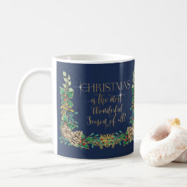 クリスマスの素晴らしい年の時間金ゴールドスクリプトHolly コーヒーマグカップ