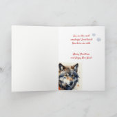 クリスマスの素晴らしい水の色の野生の狼の動物 シーズンカード (内部)