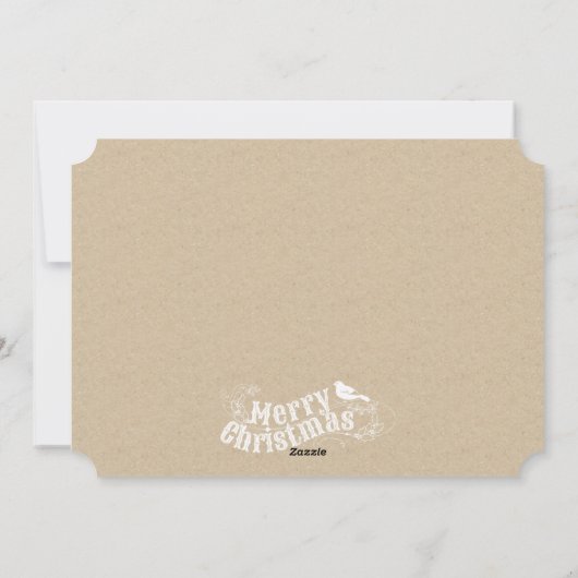 クリスマスの素朴なタイポグラフィのヴィンテージベージュ色休日 シーズンカード (裏面)