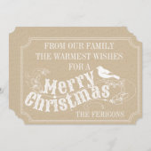 クリスマスの素朴なタイポグラフィのヴィンテージベージュ色休日 シーズンカード (正面/裏面)
