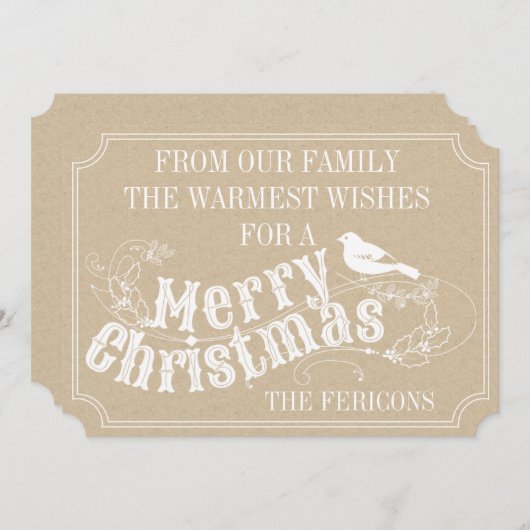クリスマスの素朴なタイポグラフィのヴィンテージベージュ色休日 シーズンカード