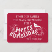 クリスマスの素朴なタイポグラフィヴィンテージ赤い休日 シーズンカード (正面)