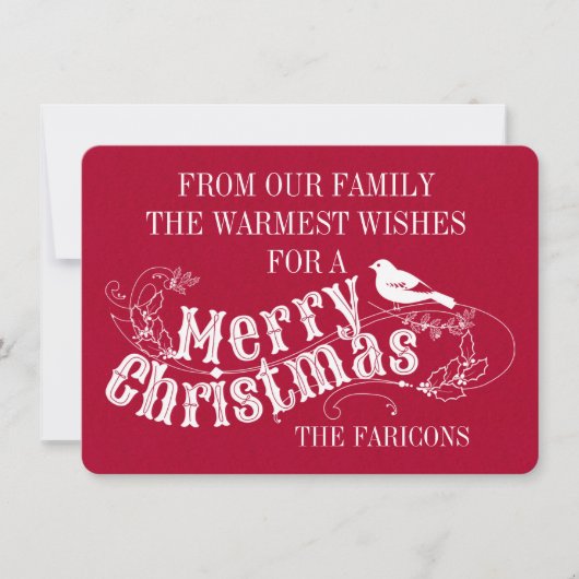 クリスマスの素朴なタイポグラフィヴィンテージ赤い休日 シーズンカード (正面)