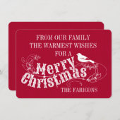 クリスマスの素朴なタイポグラフィヴィンテージ赤い休日 シーズンカード (正面/裏面)