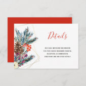 クリスマスの素朴なパイン結婚コーンのゲスト詳細 エンクロージャーカード (正面/裏面)